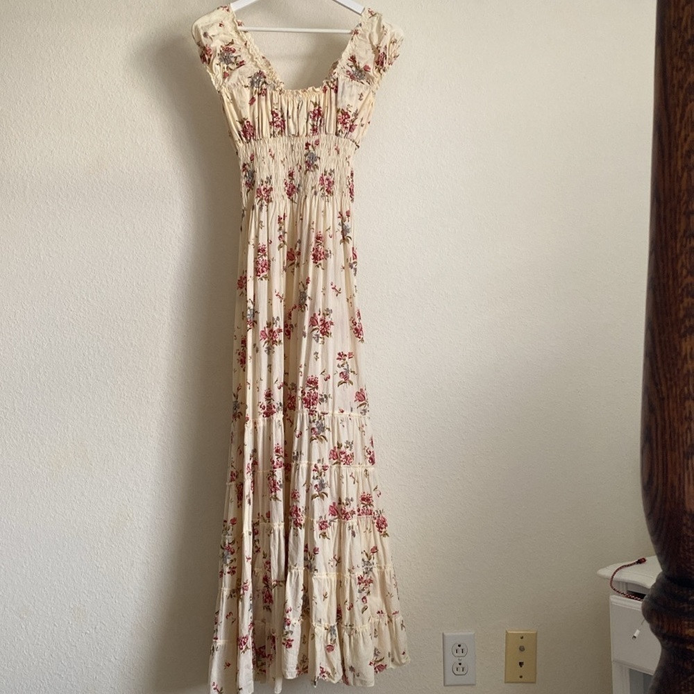 AMAYA Romantic Long Floral Cotton Dress S/M - Picture 10 of 16